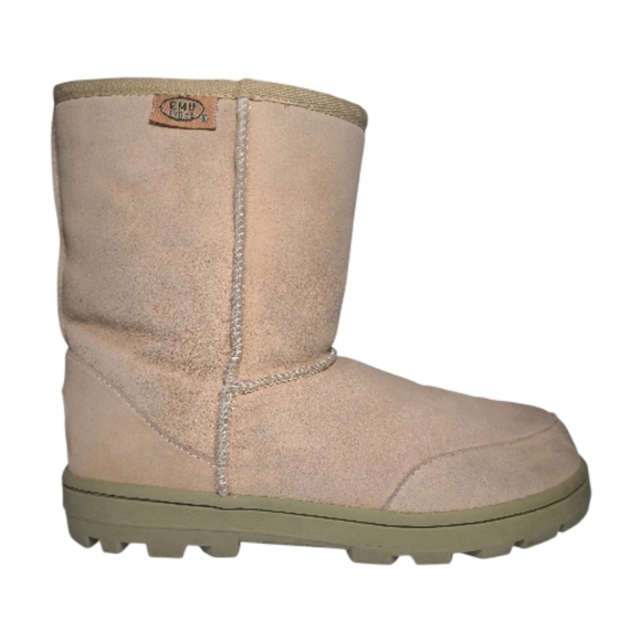 EMU Ridge Australia Sheepskin Mid-Calf Boots Beige Suede Women's Size 11 - Picture 2 of 7